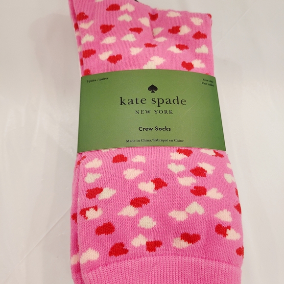 kate spade Accessories - Kate Spade Pink Crew Socks with Heart Design